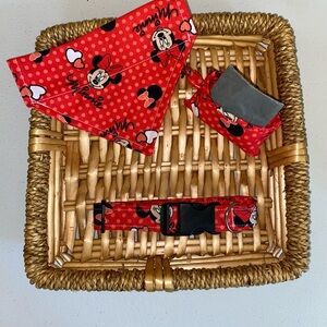 Minnie Mouse pet set comes with collar bandana and waste bag holder